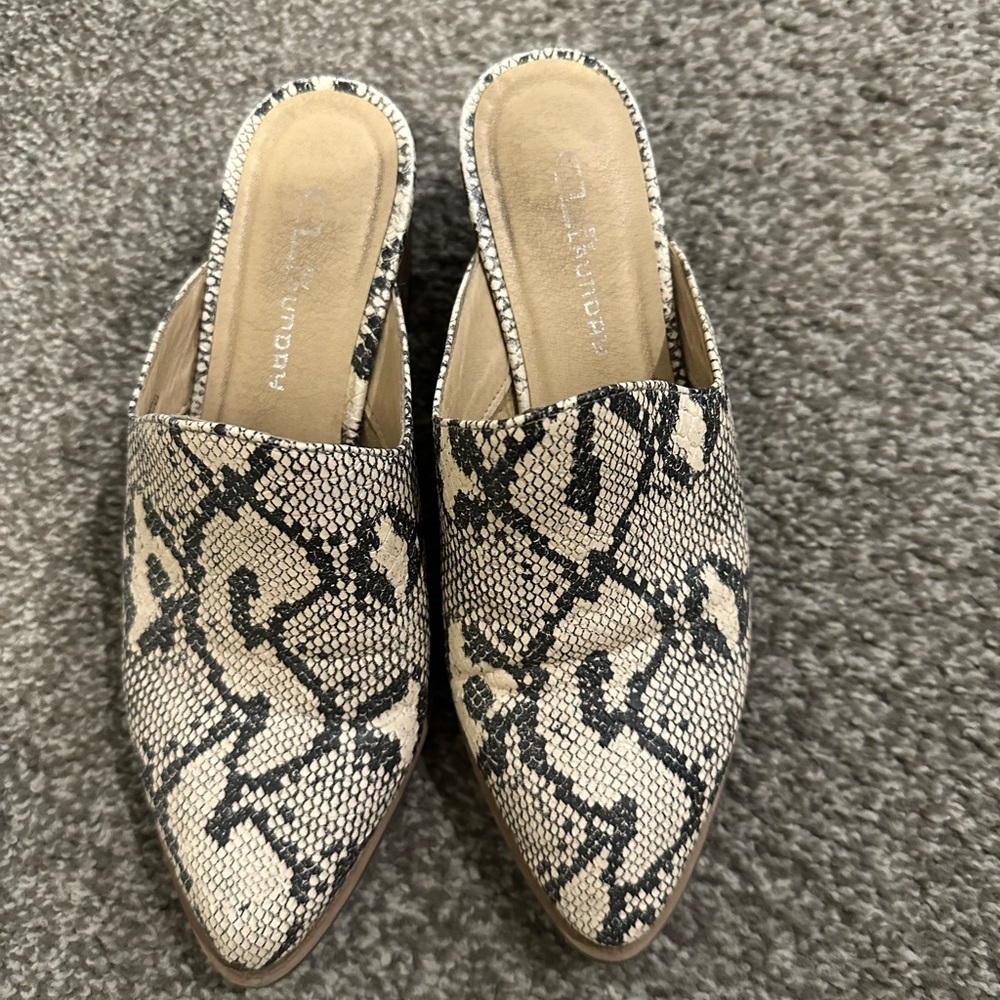 Snakeskin mules